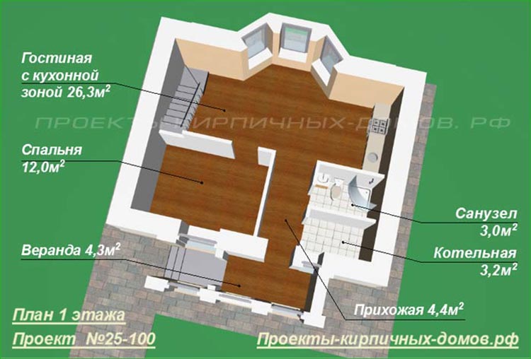 План 1 этажа небольшого дома